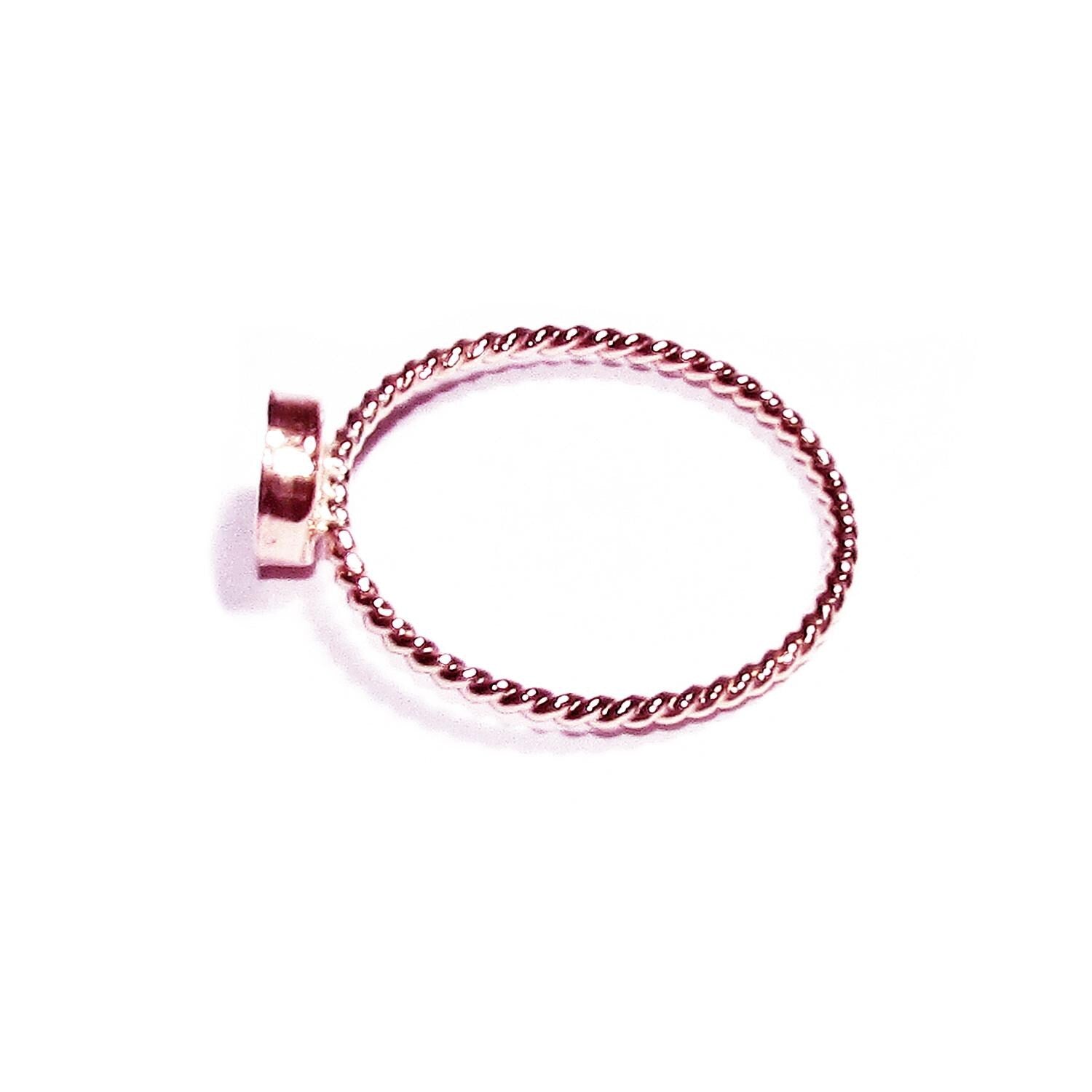 14K Rose gold filled twisted blank ring with bezel cup 5mm size 4, 5, 6, 7, 8, 9, 10, 11, Jewelry making, Mounting ring, bezel cup - 1 piece