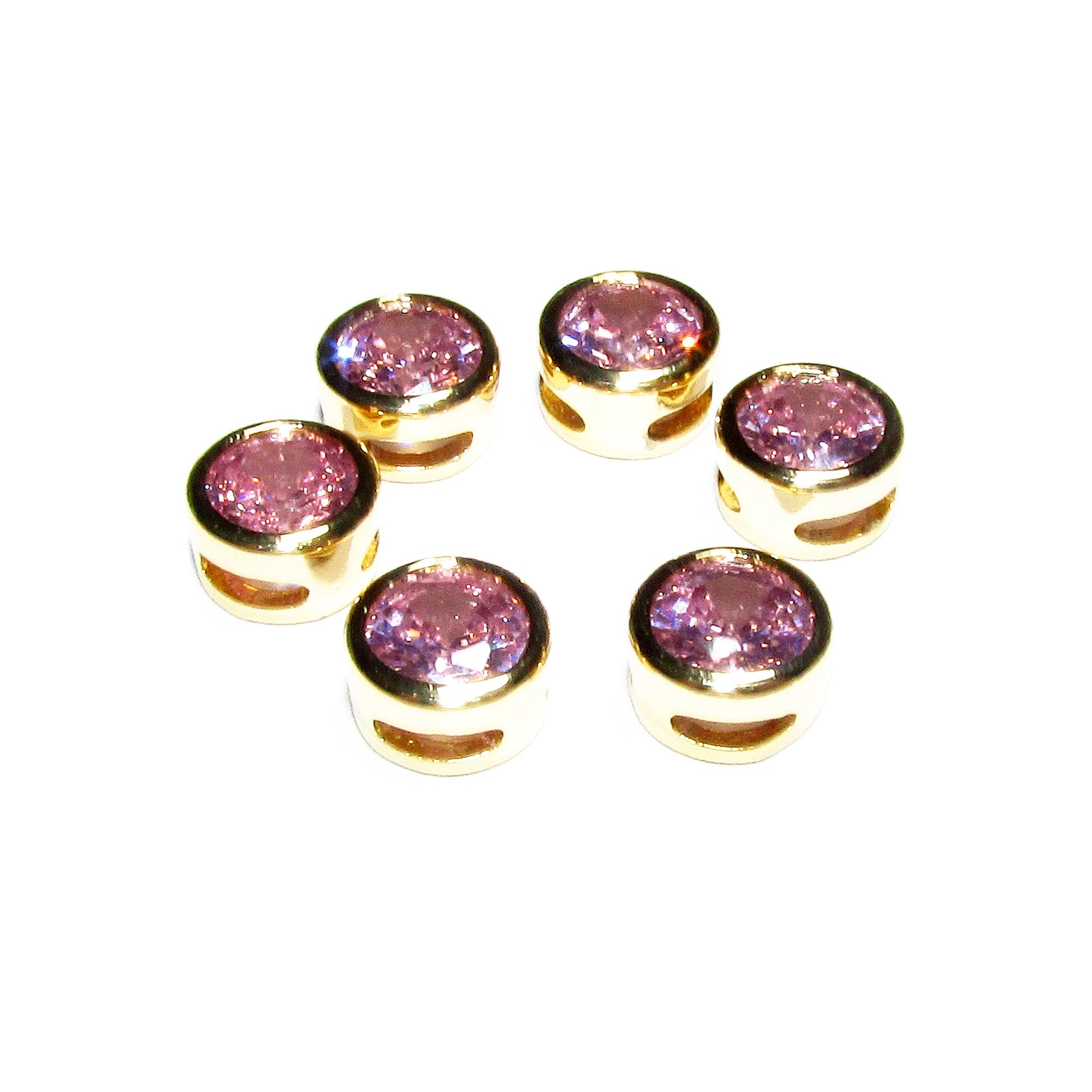 14K yellow gold filled decorative round beads with rose topaz size 6.2x3.8 mm, Jewelry making, Gold filled beads, rose topaz - 1 piece