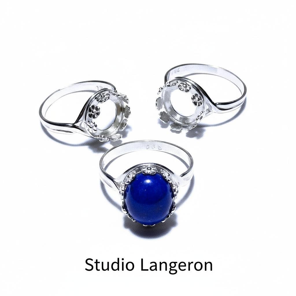 10 mm size 925 sterling silver blank ring with bezel cup size 4, 5, 6, 7, 8, Ring, bezel cup, base ring, Jewelry making, Setting - 1 piece