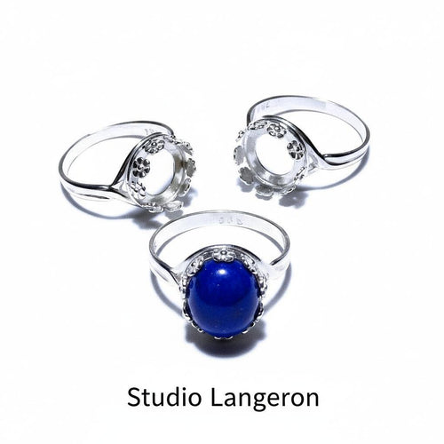 10 mm size 925 sterling silver blank ring with bezel cup size 4, 5, 6, 7, 8, Ring, bezel cup, base ring, Jewelry making, Setting - 1 piece