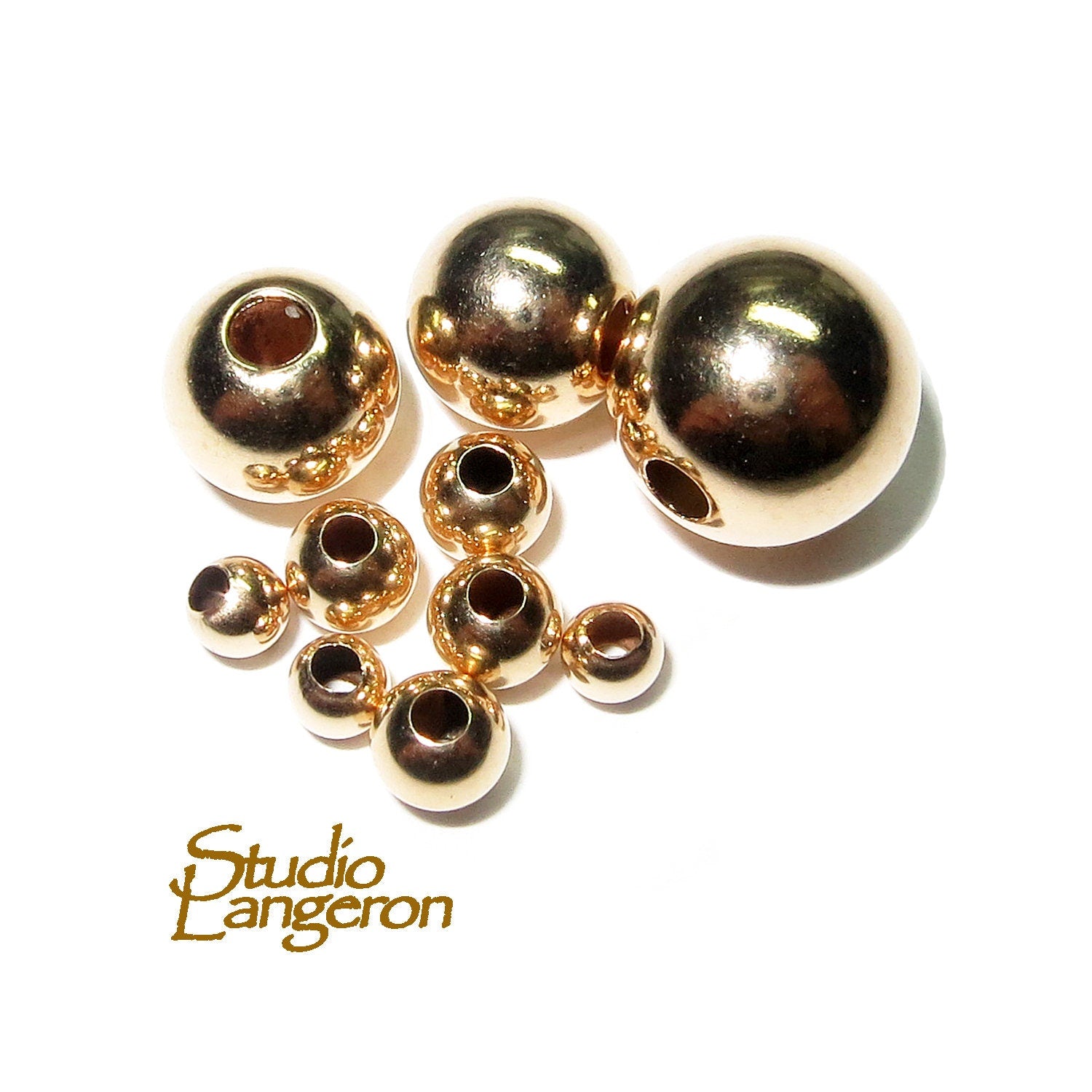 14K yellow gold filled seamless round beads size 2-16 mm, gold filled beads, jewelry making, 14K Gold-Filled, Gold filled findings - 1 piece