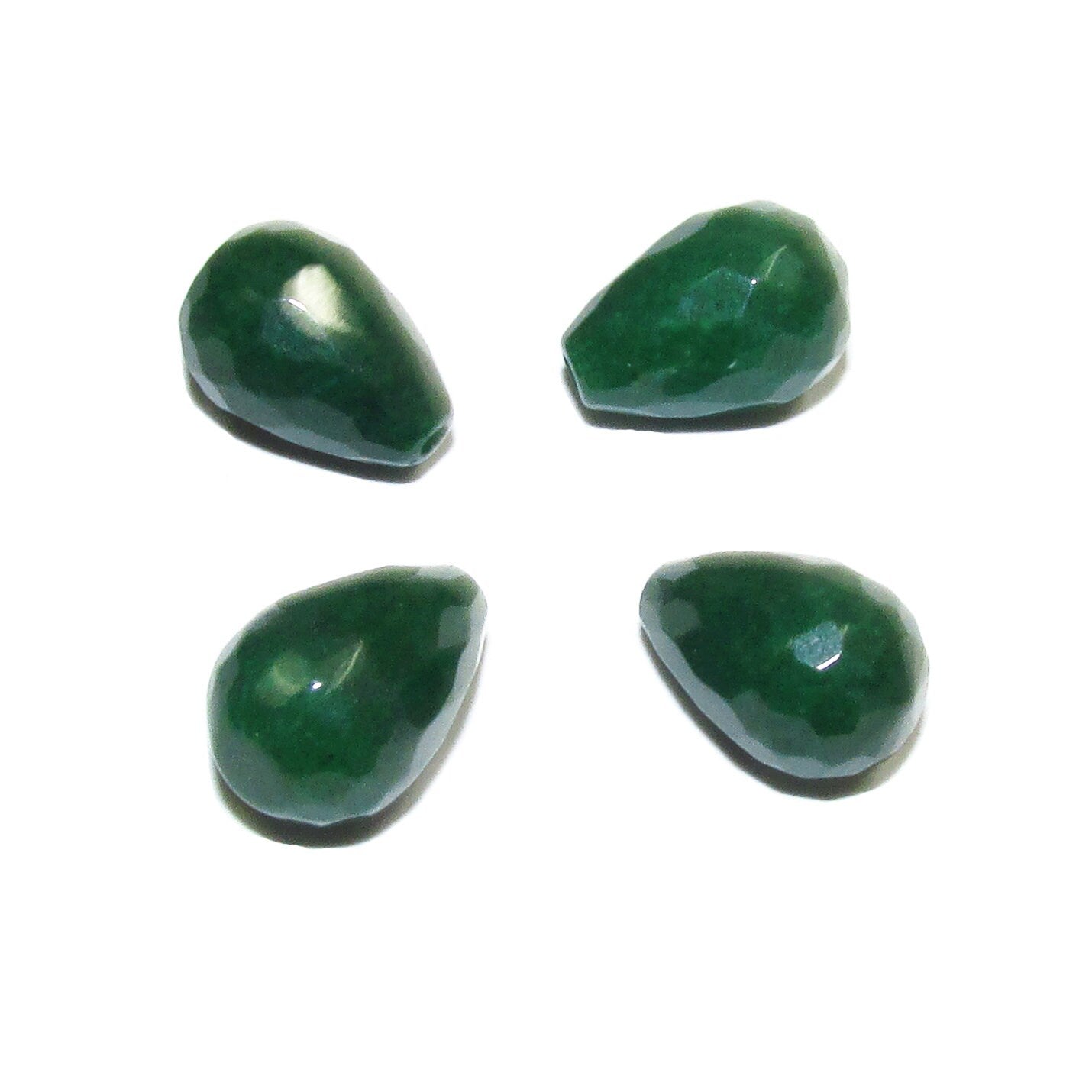 Natural African emerald Teardrop faceted half drilled Beads size 12x8 mm, Natural emerald, Half Drilled Beads, Jewelry making - 1 piece