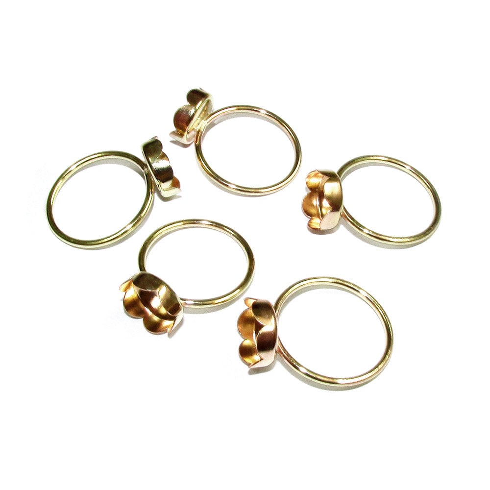 14K Yellow gold filled blank ring with flower bezel cup 10 mm size 4 - 11, Base ring, Jewelry making, bezel cup, Setting - 1 piece