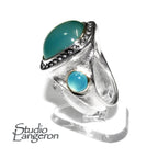Statement Aqua chalcedony ring 925 sterling silver size 7, Handmade ring, single copy, Aqua chalcedony, Ring, gemstone, Silver ring