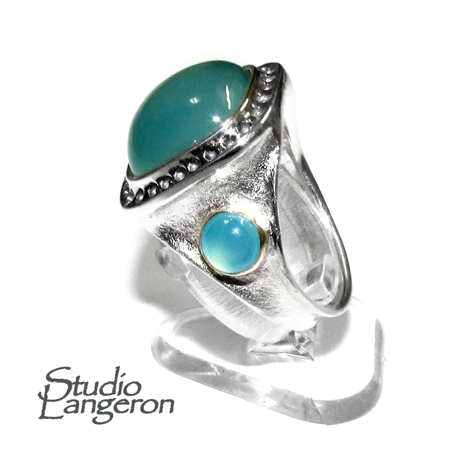 Statement Aqua chalcedony ring 925 sterling silver size 7, Handmade ring, single copy, Aqua chalcedony, Ring, gemstone, Silver ring