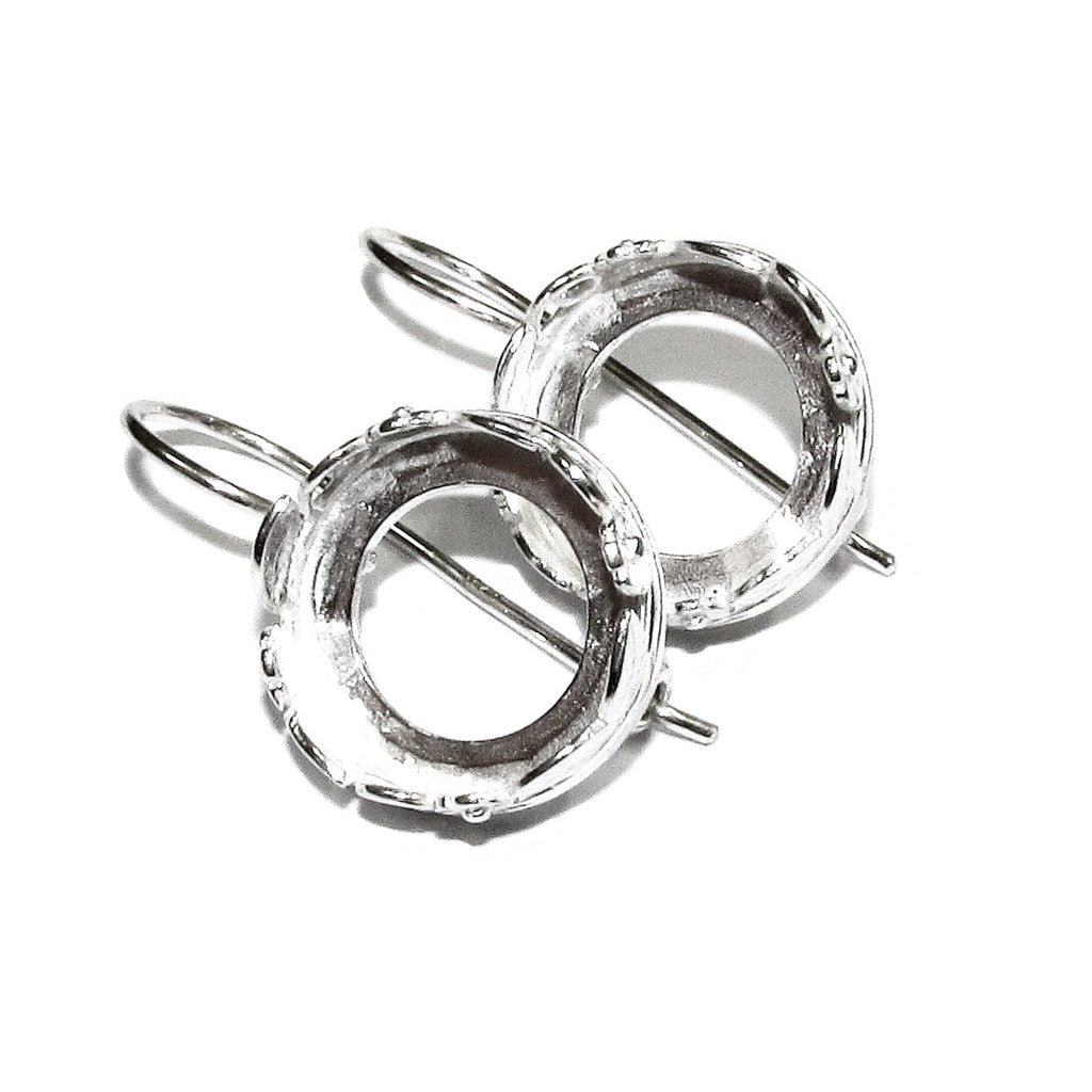 18 mm 925 sterling silver blank earrings with bezel cup, Jewelry making, Setting, bezel cup, base earrings, 925 silver - 1 pair (2 pieces)