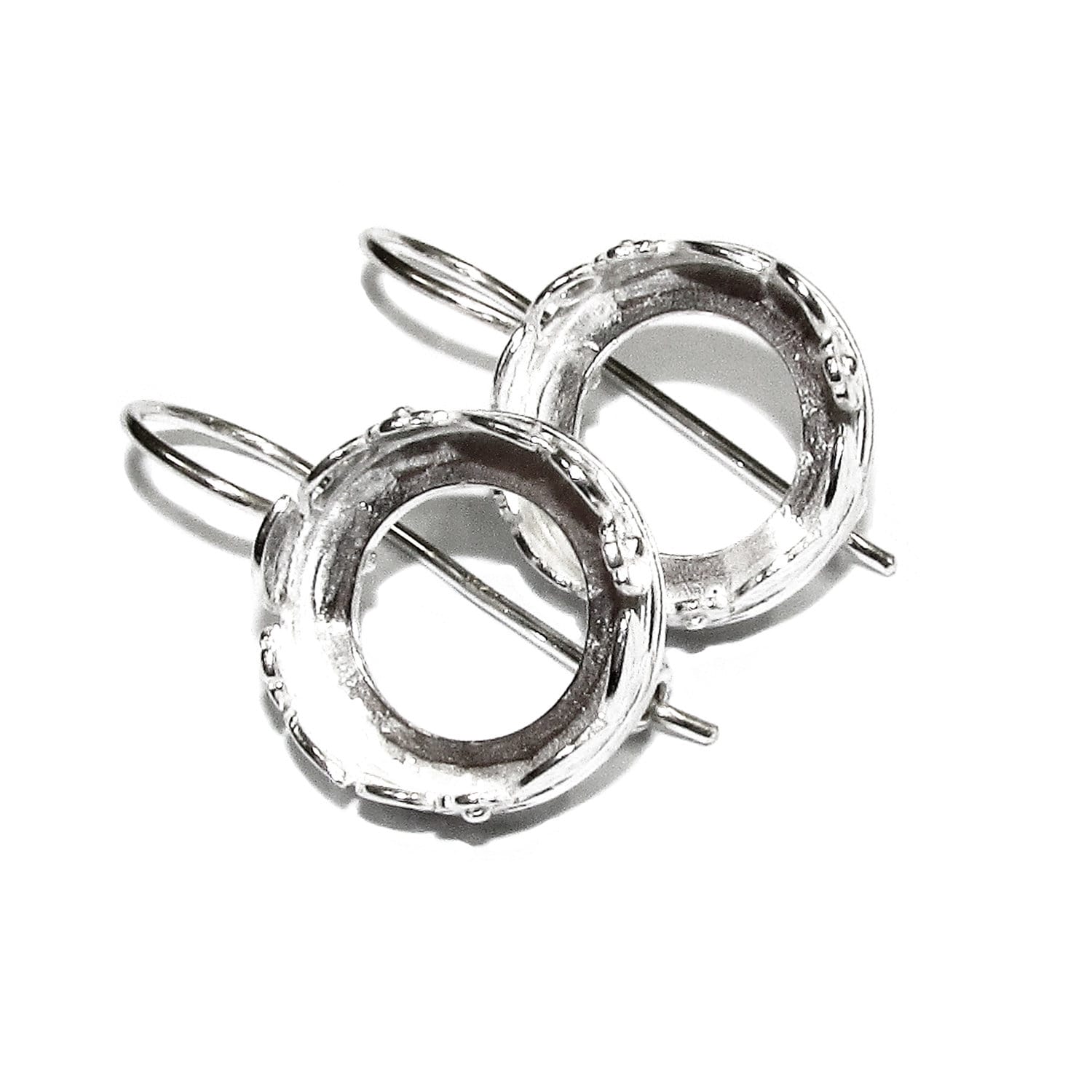 18 mm 925 sterling silver blank earrings with bezel cup, Jewelry making, Setting, bezel cup, base earrings, 925 silver - 1 pair (2 pieces)