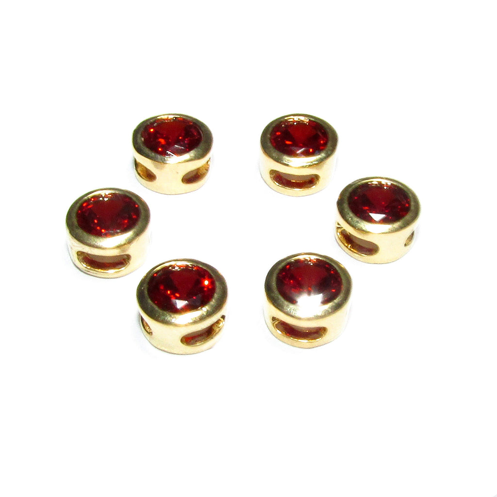14K yellow gold filled decorative round beads with garnet size 5.4x3.2 mm, Jewelry making, Gold filled beads, garnet - 1 piece