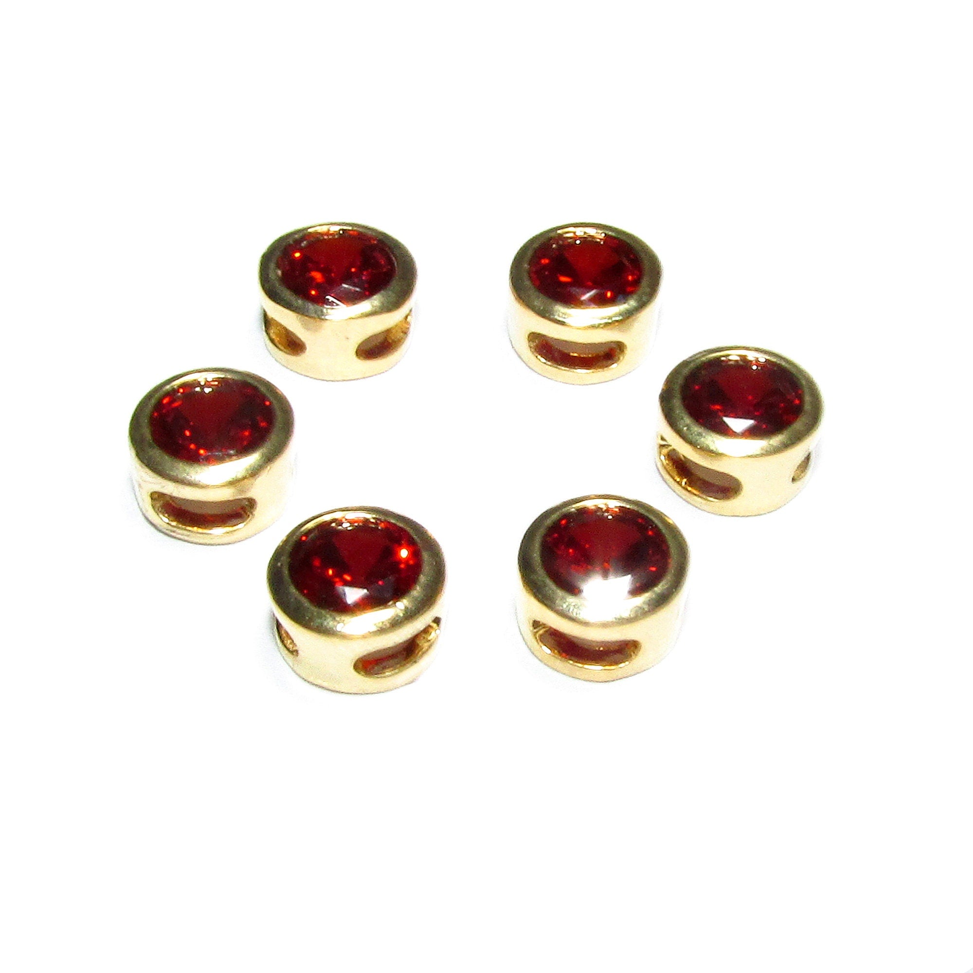 14K yellow gold filled decorative round beads with garnet size 5.4x3.2 mm, Jewelry making, Gold filled beads, garnet - 1 piece