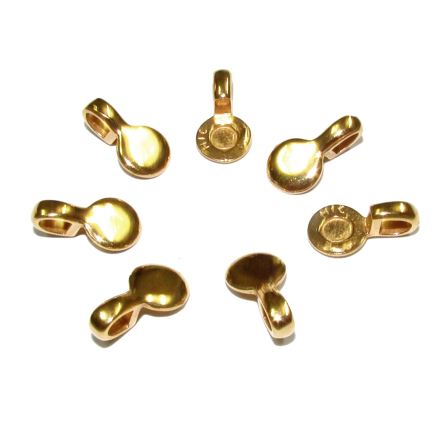 14K Yellow gold filled small round Glue-on Pendant Bails - 1 piece