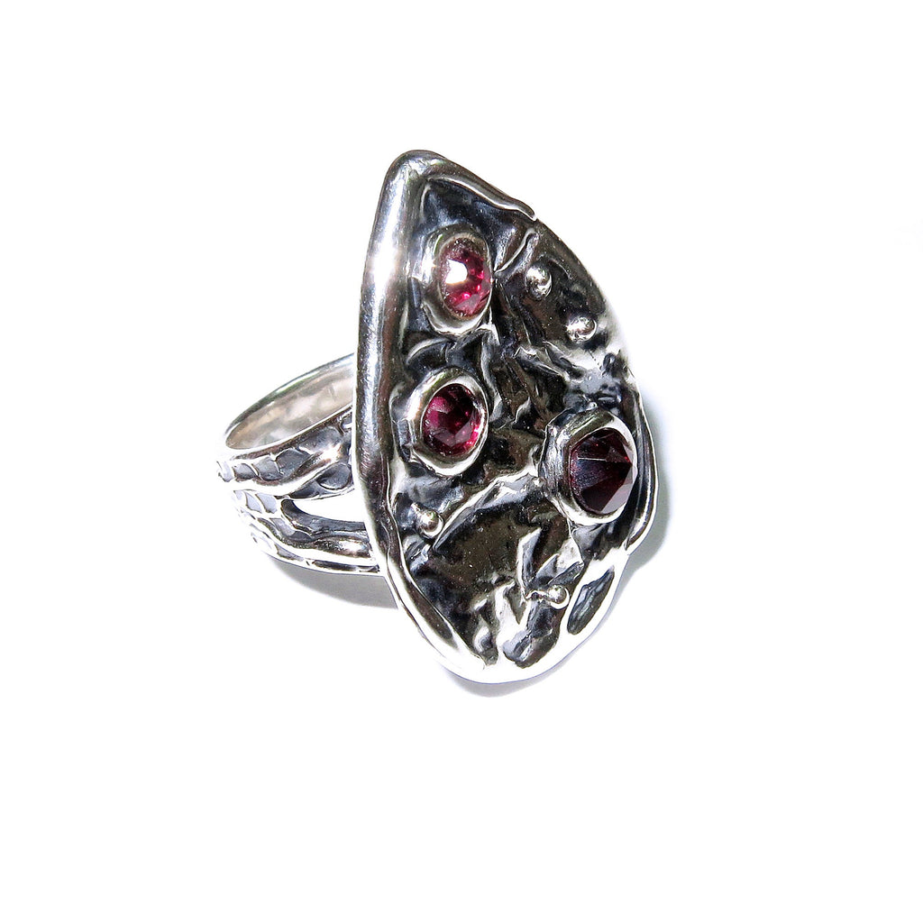 Garnet ring 925 sterling silver size 5, Handmade ring, single copy, 925 sterling silver, Garnet, Statement ring, Garnet gemstone