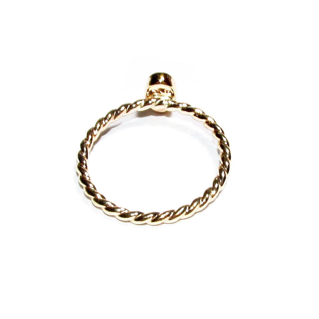 14K Yellow gold filled twisted blank ring with bezel cup 4x6mm size 4, 5, 6, 7, 8, 9, 10, 11, Base ring, Bezel cup, Jewelry making - 1 piece