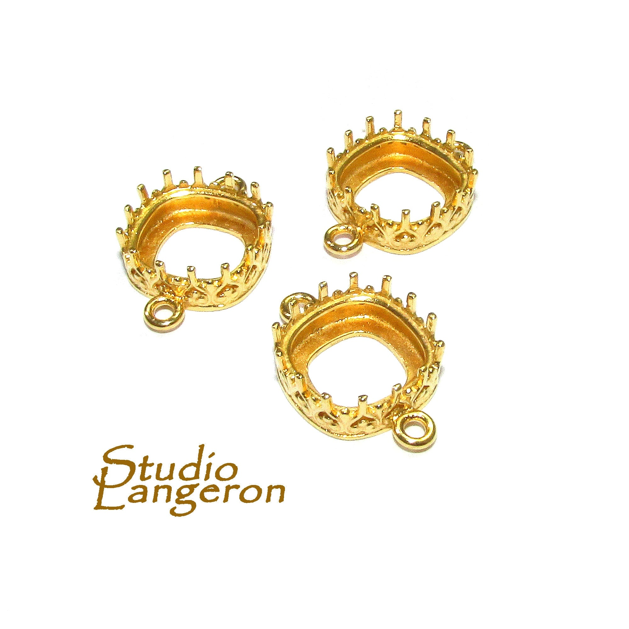 14K Gold filled cushion Bezel Cups size 10x10 mm with two closed rings, Bezel cup, Setting, Jewelry making, Blank Pendant - 1 piece