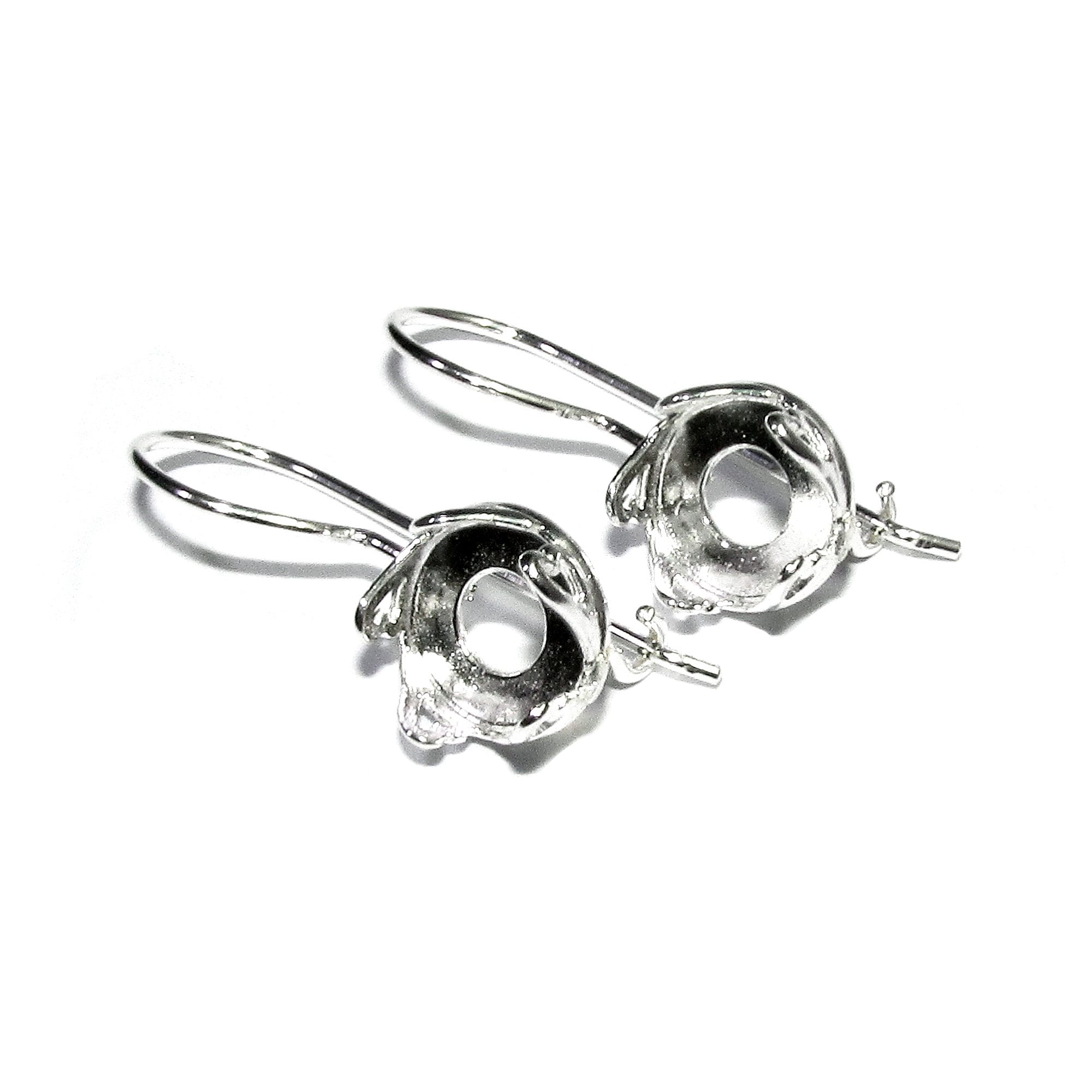 925 sterling silver blank earrings with bezel cup size 6 - 16mm, model 3332, Jewelry making, Setting, base earrings - 1 pair (2 pieсes)