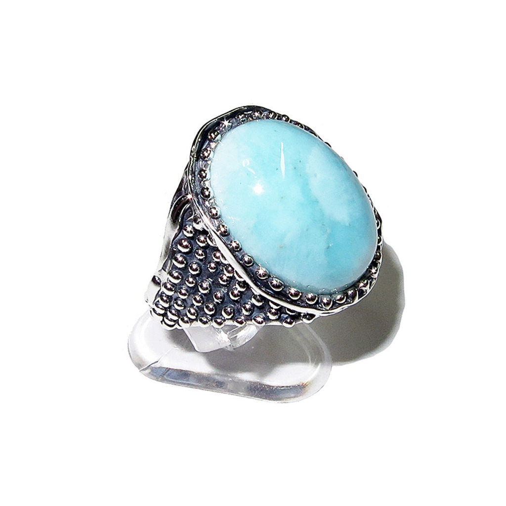 Statement Natural Larimar ring 925 sterling silver size 8, Handmade ring, single copy, Larimar, silver ring, Statement ring, cocktail ring