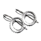 925 sterling silver blank earrings with bezel cup size 6 - 18mm, model 1023, Jewelry making, Setting, base earrings - 1 pair (2 pieсes)