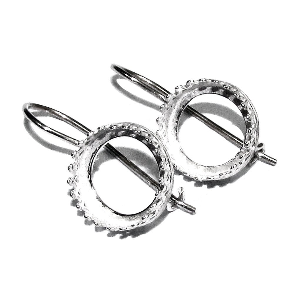 925 sterling silver blank earrings with bezel cup size 6 - 18mm, model 1023, Jewelry making, Setting, base earrings - 1 pair (2 pieсes)