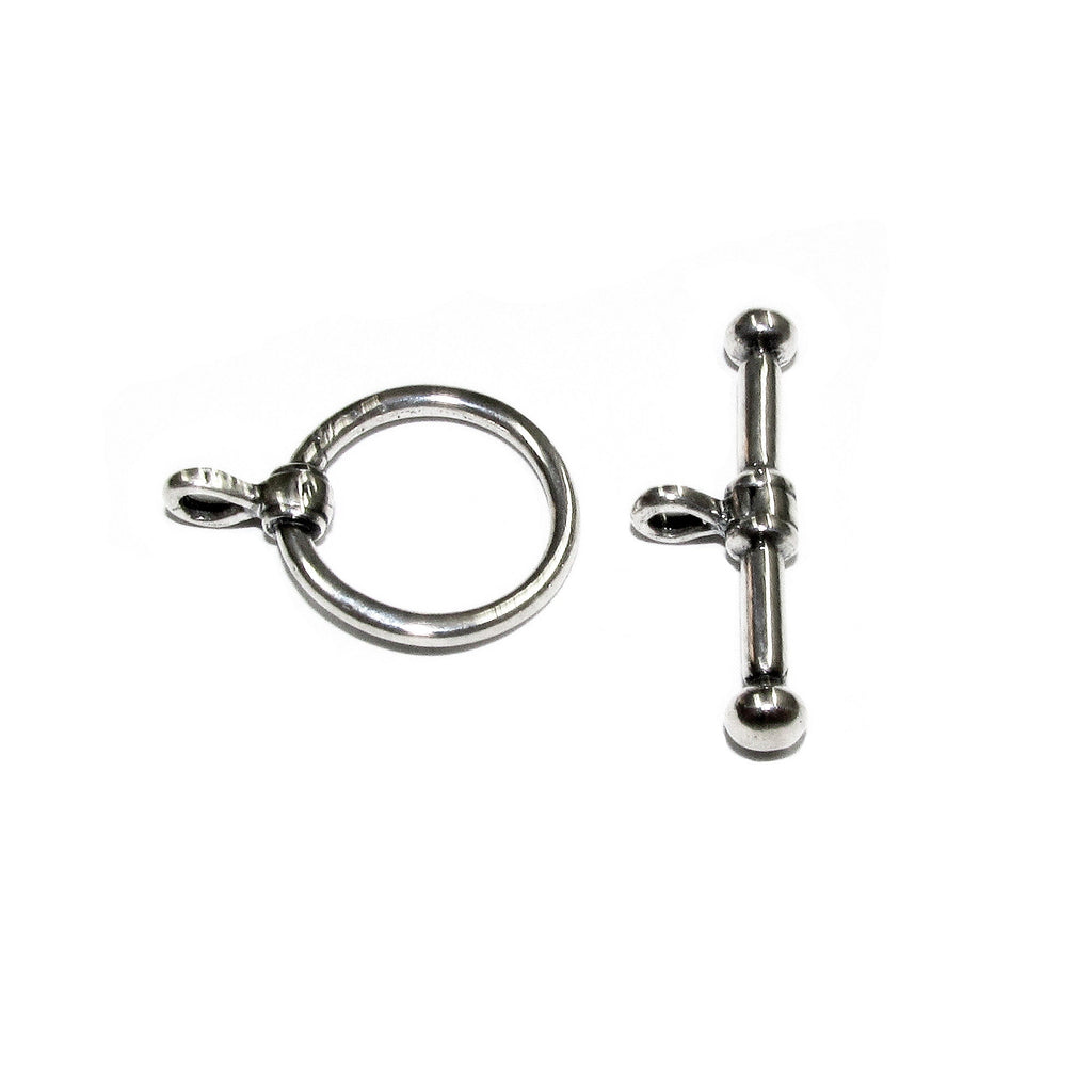 925 Sterling Silver Ball-End Toggle Clasp size 15.8 mm, Toggle clasp, Clasp, Sterling silver, Jewelry making, Silver clasp - 1 piece