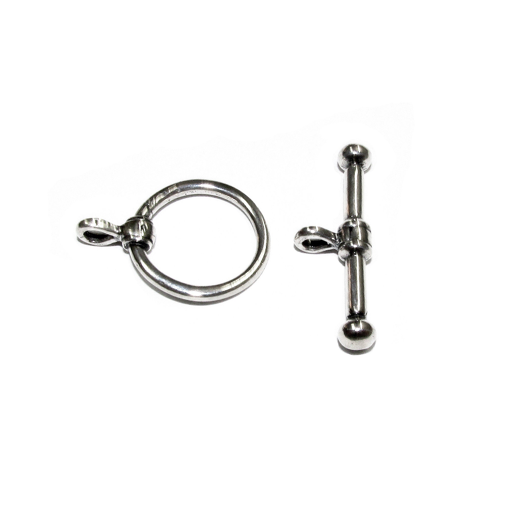 925 Sterling Silver Ball-End Toggle Clasp size 15.8 mm, Toggle clasp, Clasp, Sterling silver, Jewelry making, Silver clasp - 1 piece
