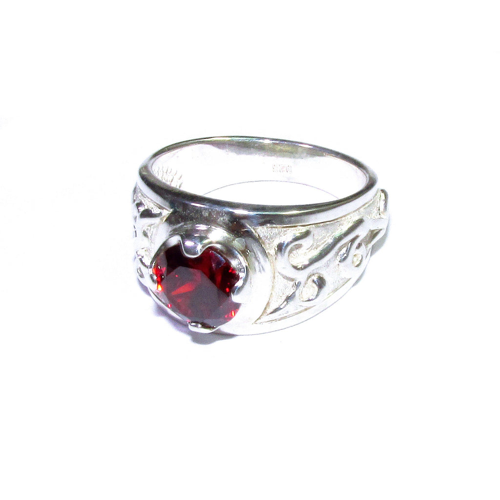 Statement Garnet ring 925 sterling silver size 8, Handmade ring, single copy, sterling silver, Garnet ring,  silver ring, red gemstone