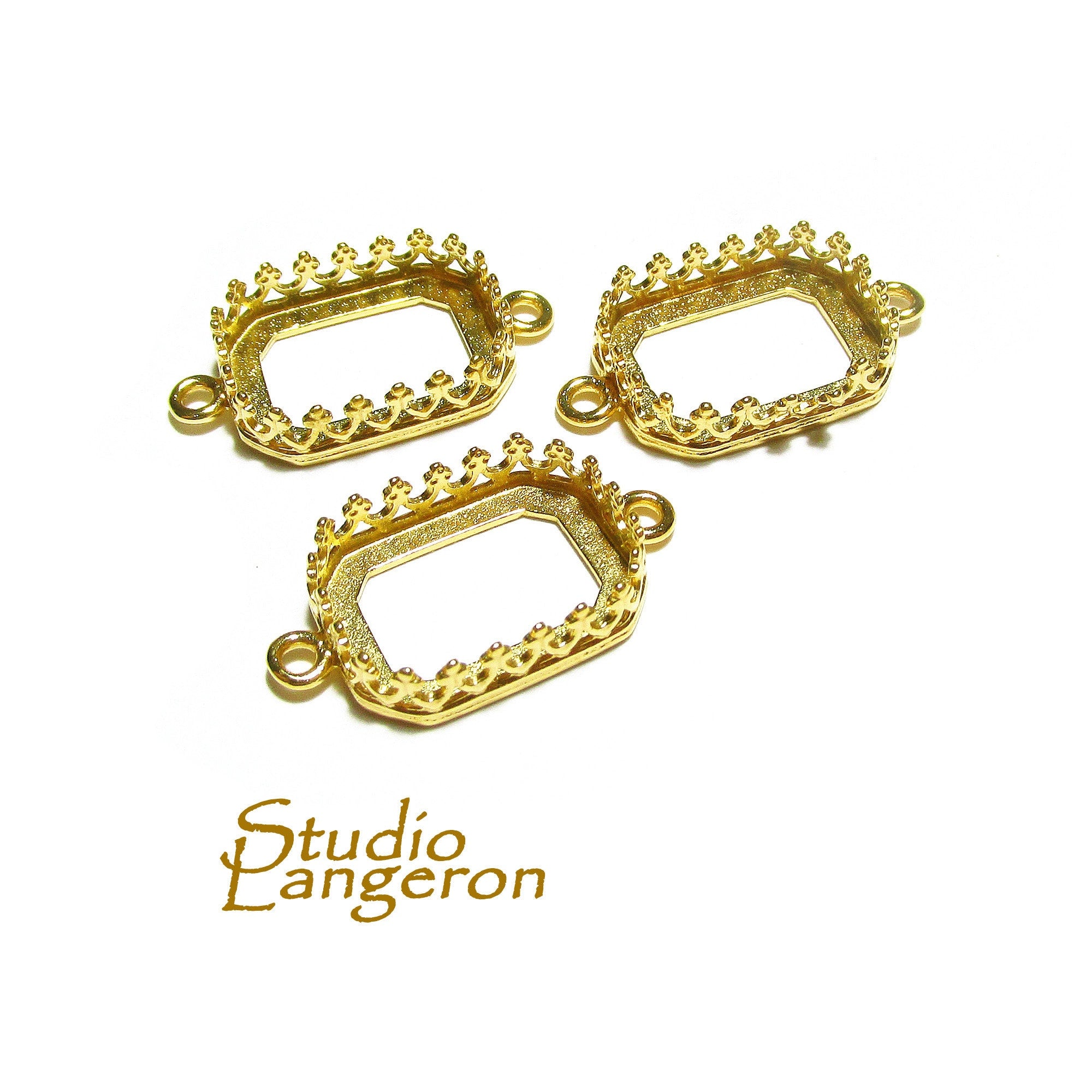 14K Gold Filled Octagon Bezel Cup: 10x14mm Blank Pendant Setting