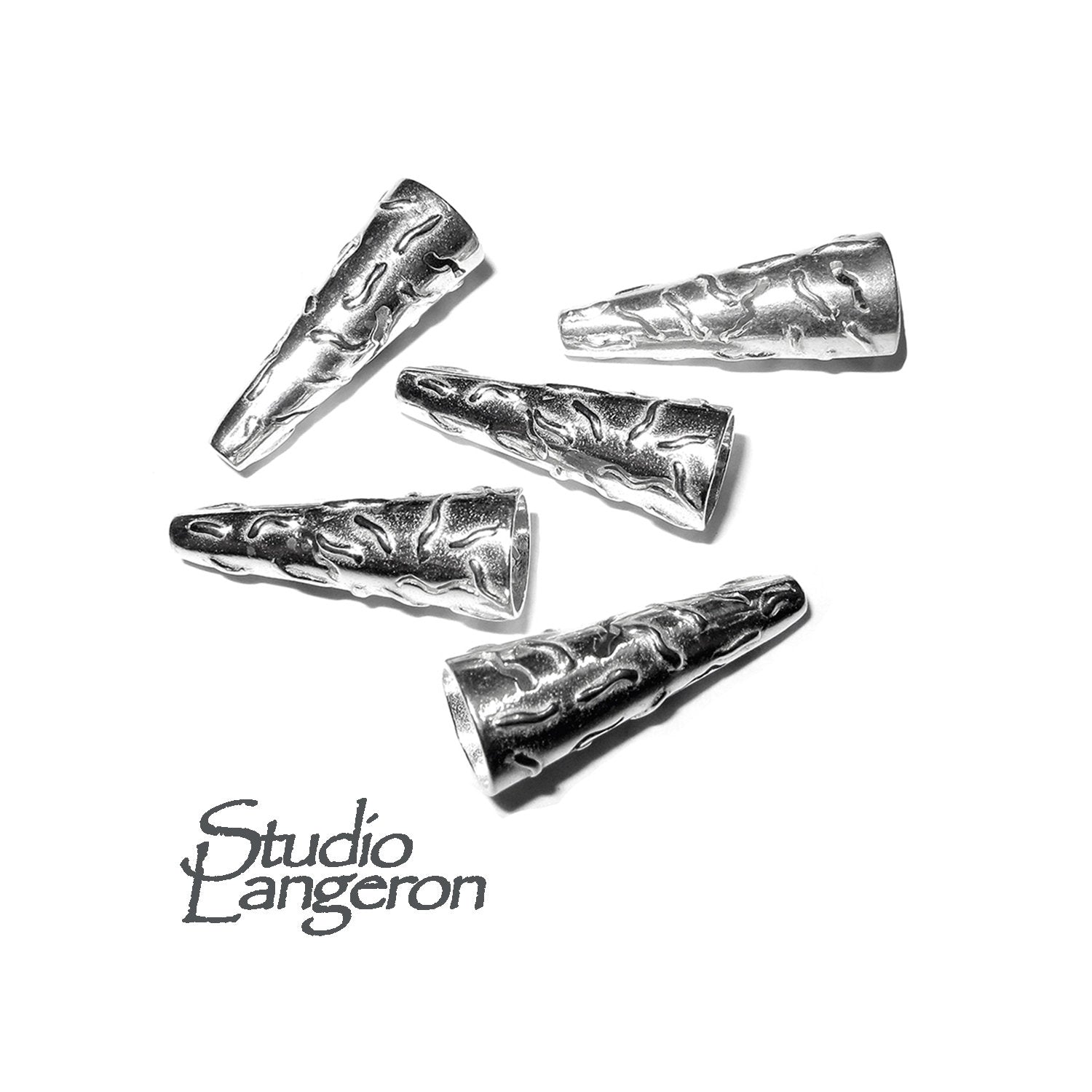 925 Sterling silver Bead Cones, Beading cones, Cones, Sterling silver, Jewelry making, Lariat, End caps, Silver cone - 1 pair (2 piece)