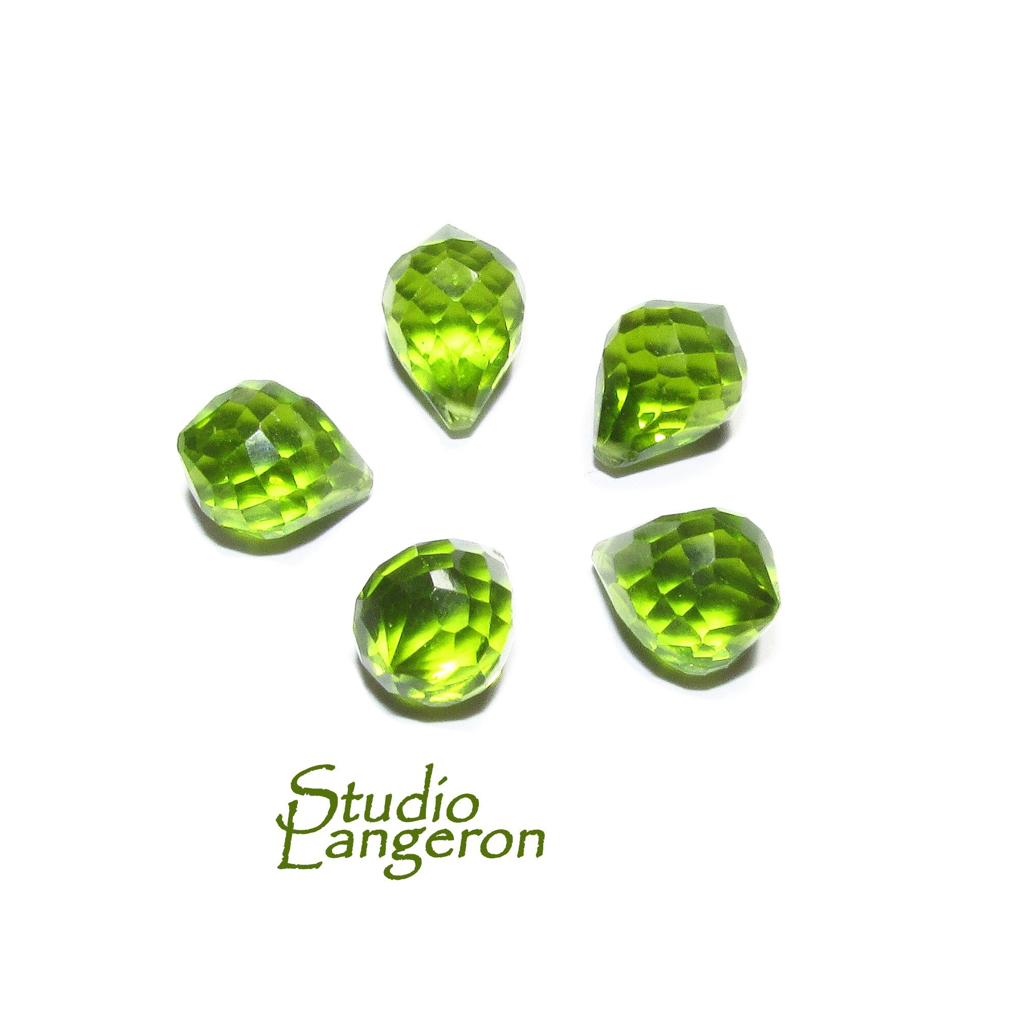 Natural Olivine Teardrop faceted Beads size 10x7 mm, Olivine Gemstone, Jewelry making, Natural Gemstone Teardrop beads - 1 piece