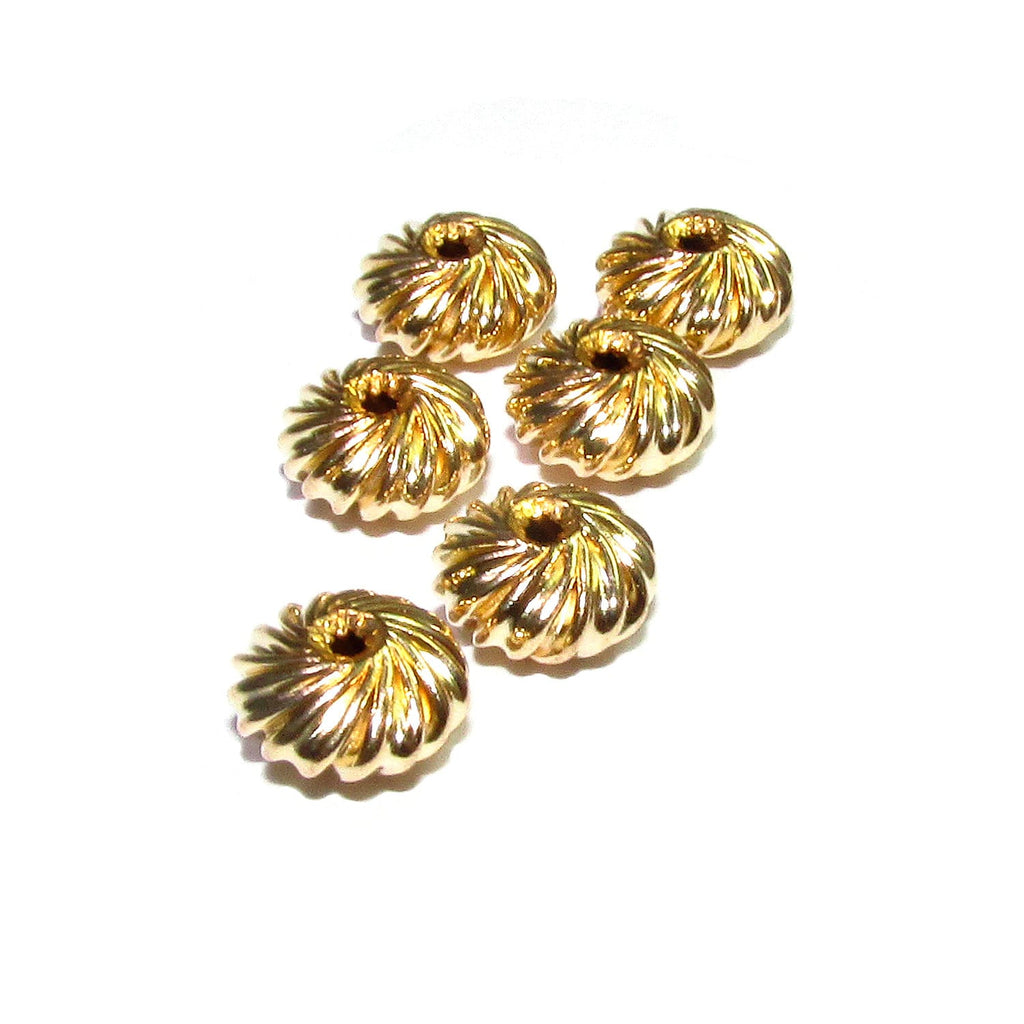 14K Yellow Gold Filled twisted Saucer Beads Size 3, 4, 5, 6, 7 mm, Beads, Gold filled beads, Saucer beads, Jewelry making - 1 piece