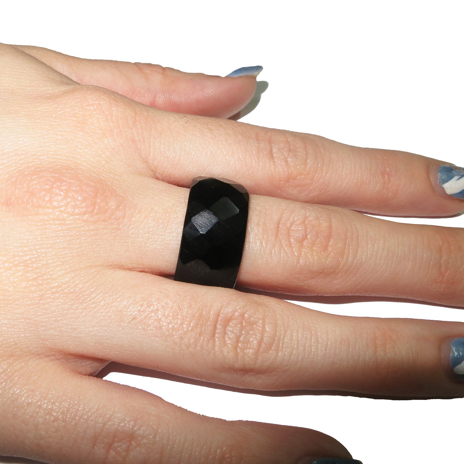 Natural Black onyx band Ring, size 7.0, 7. 1/2, 8.0, 9.0, Black onyx stone ring, Band Rings, Natural Gemstone, Unisex rings, Solid gemstone