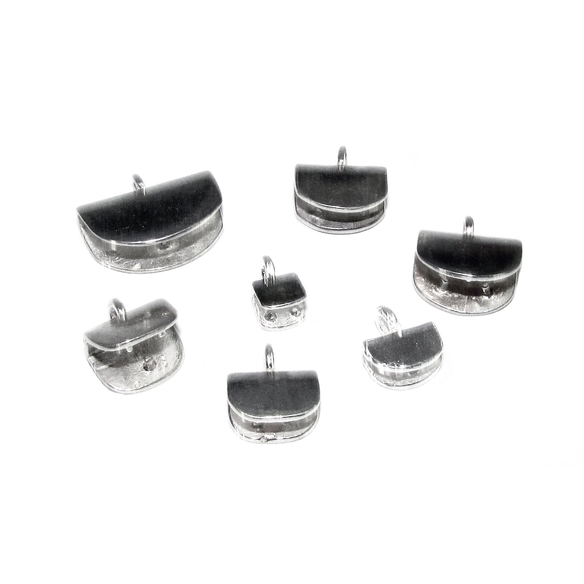 925 Sterling Silver Pinch End Caps size 4.0, 4.5, 7.0, 8.0, 9.5, 14.0 mm, silver end caps, flat end cap, Jewelry making - 1 pair (2 piece)