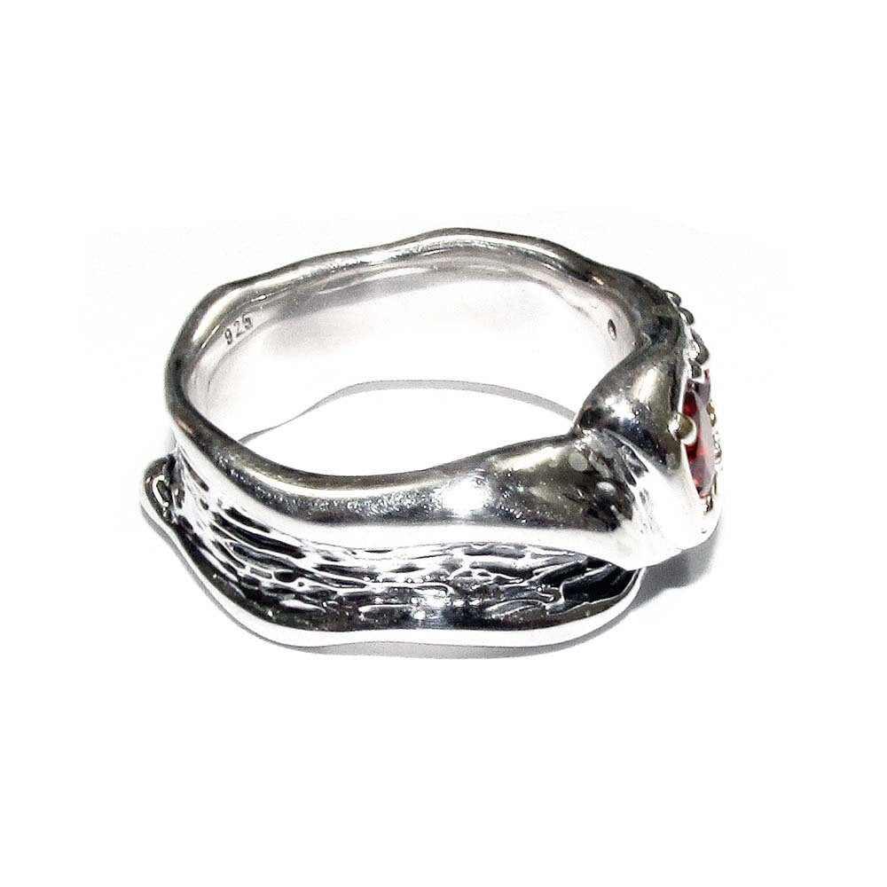 Statement Garnet ring 925 sterling silver size 7 1/2, Handmade ring, single copy, sterling silver, Garnet ring,  silver ring, red gemstone