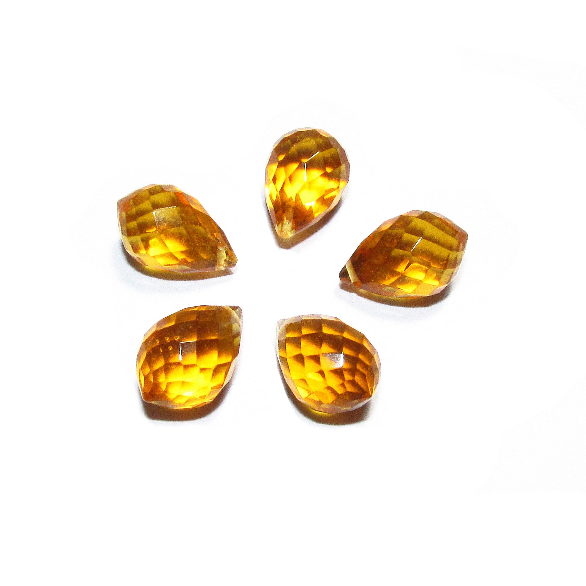 Natural Citrine Teardrop faceted Beads size 12x8 mm, Citrine Gemstone, Jewelry making, Natural Gemstone Teardrop beads - 1 piece