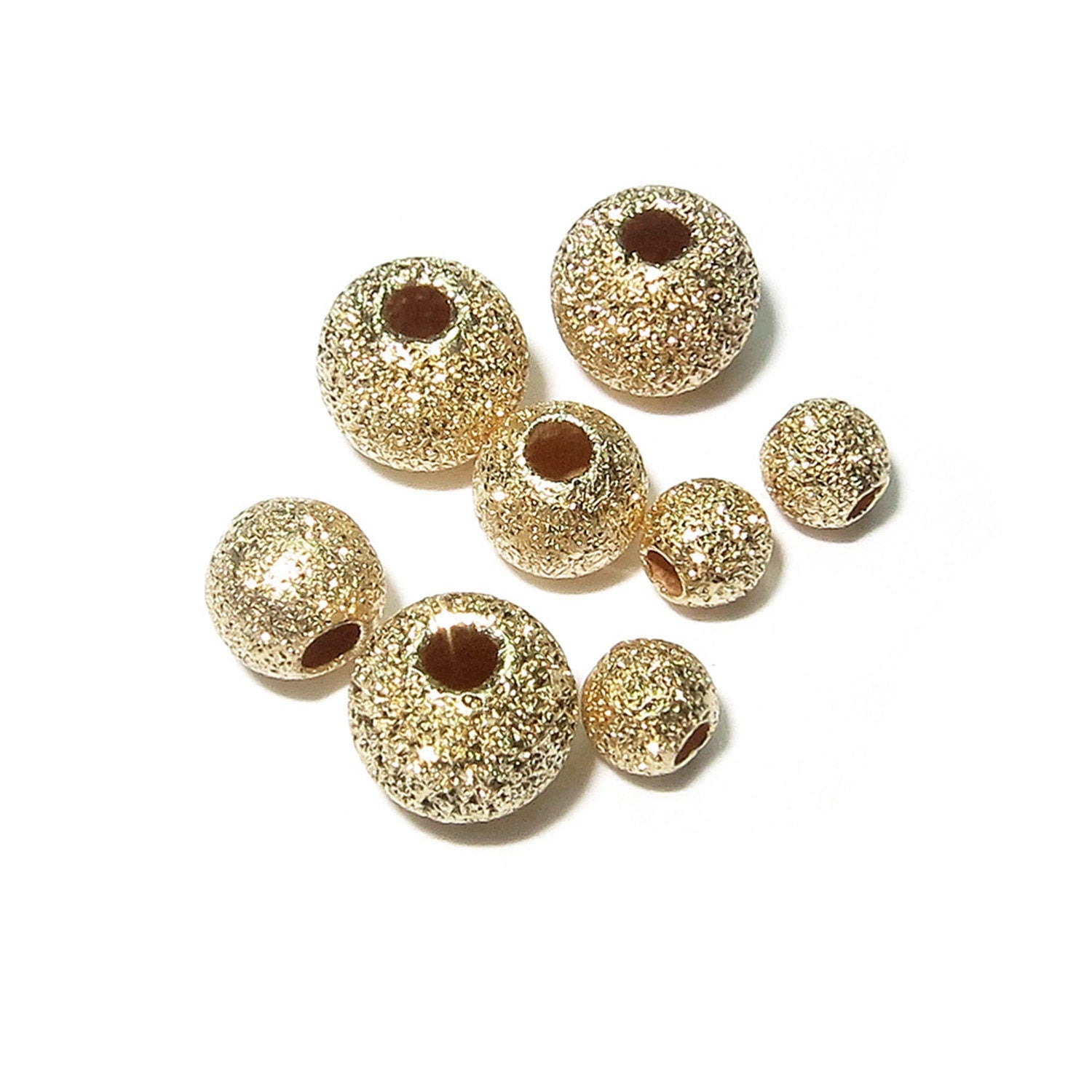 14K yellow gold filled stardust round beads size 3, 4, 5, 6, 8, 10, 12 mm, Beads, Stardust beads, Jewelry making, 14K Gold Filled - 1 piece