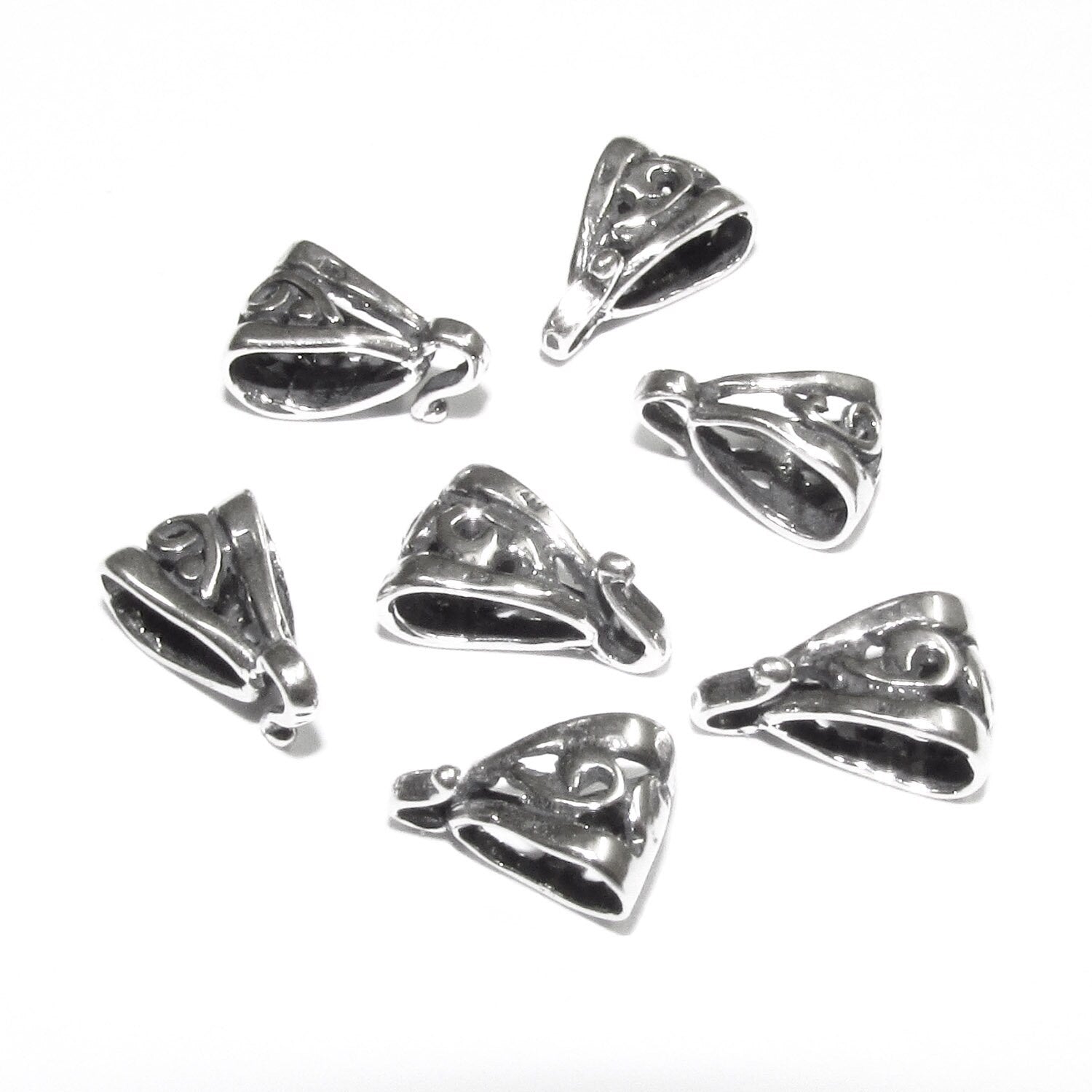 925 Sterling silver delicate filigree Pendant Bails with hook, Bail with hook, sterling silver Bail, Bail finding, Jewelry making - 1 piece