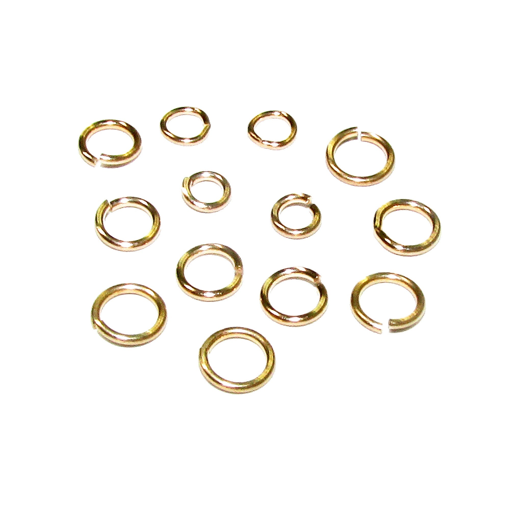 14K Solid gold Open jump ring size 0.5x2.5, 0.6x2, 0.6x3, 0.6x4, 0.6x4.5, 0.8x2.5mm, Jump ring, Open ring, Jewelry making - 1 piece
