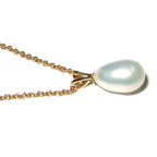 14K Pure Solid Yellow Gold Genuine Pearl Pendant, 14K Solid gold, Genuine pearl, Perl pendant, Elegant gift, Beautiful pendant, White pearl