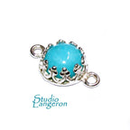 925 Sterling Silver natural Amazonite round Link Connector size 14x7 mm, Natural Amazonite silver link, Jewelry making, Connector - 1 piece