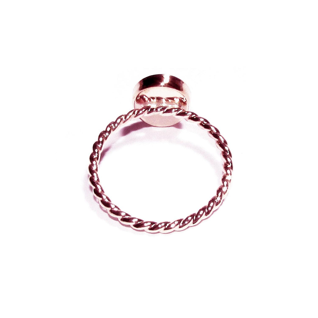 14K Rose gold filled twisted blank ring with bezel cup 8x10mm size 4 - 11, Base ring, Bezel cup, Jewelry making, Rose gold filled - 1 piece