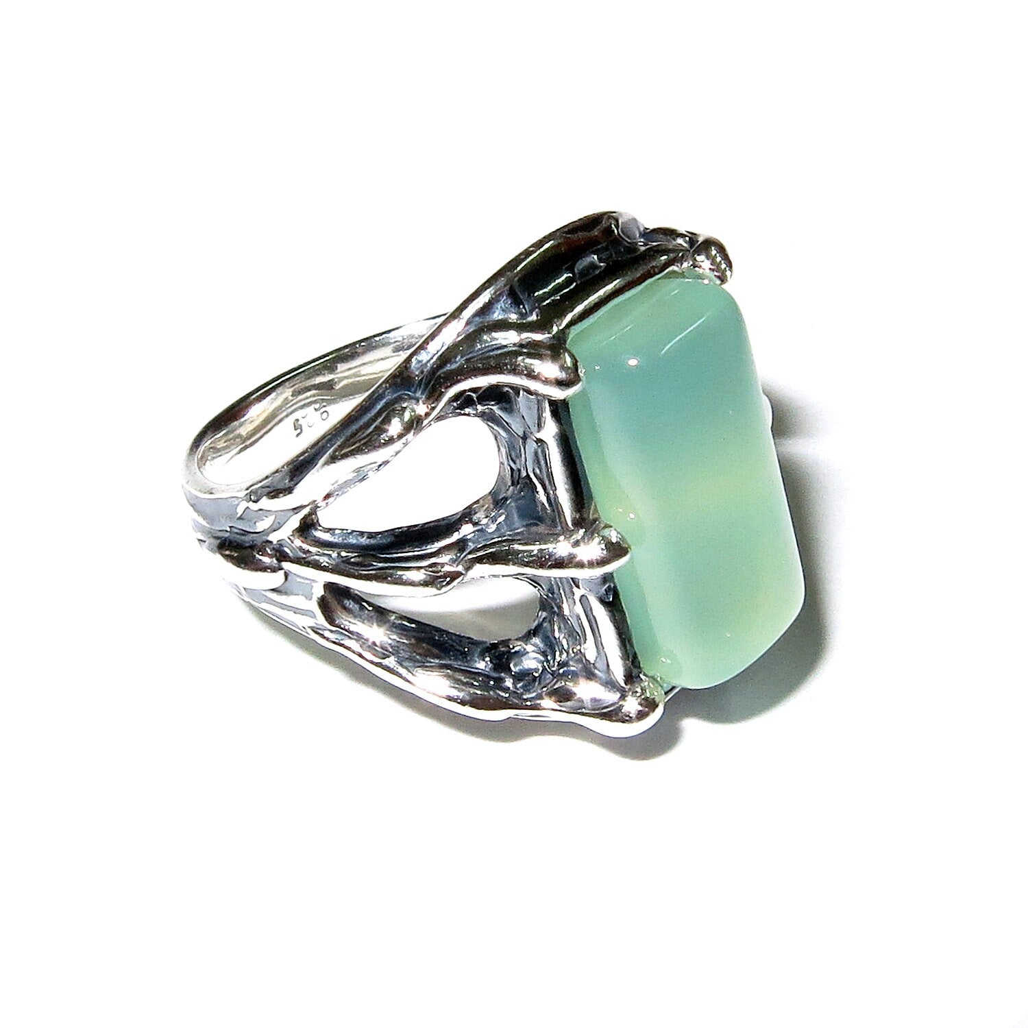 Statement Aqua chalcedony ring 925 sterling silver size 5, Handmade ring, single copy, 925 sterling silver, Aqua chalcedony, Statement ring