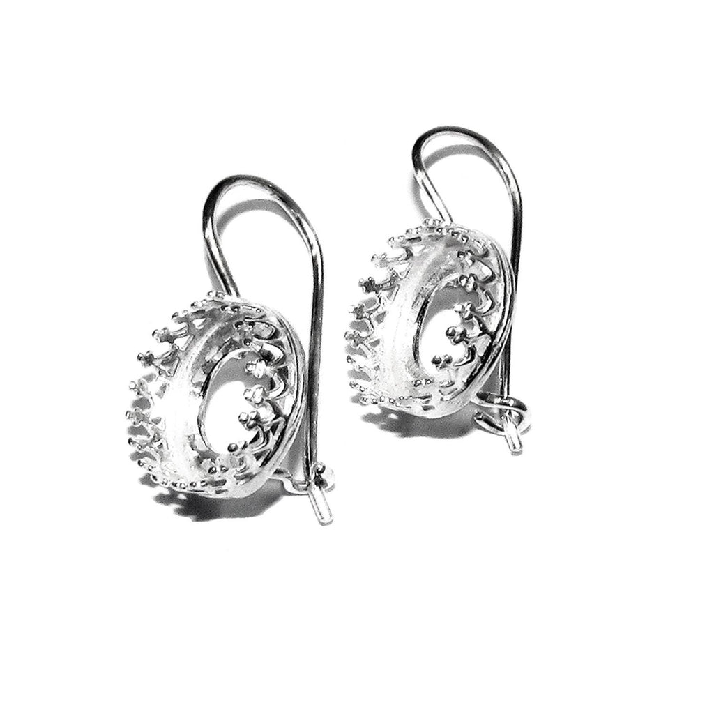 925 sterling silver blank earrings with bezel cup size 6 - 18mm, model 1023, Jewelry making, Setting, base earrings - 1 pair (2 pieсes)