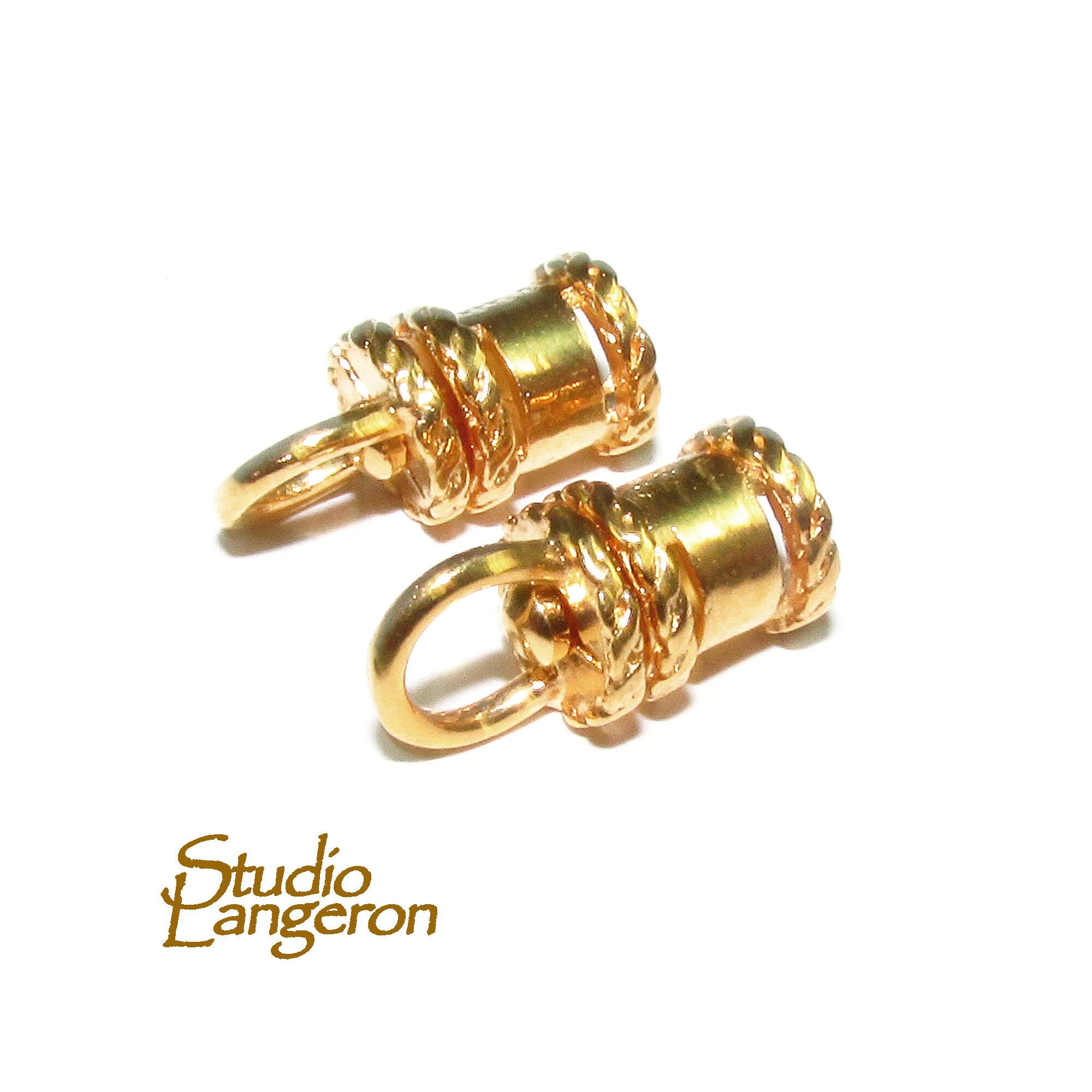 14K Yellow Gold filled Cord End Cap rotating size 4.0 mm, gold filled cap, end caps, jewelry making, cord, cord end caps - 1 pair (2 pieces)