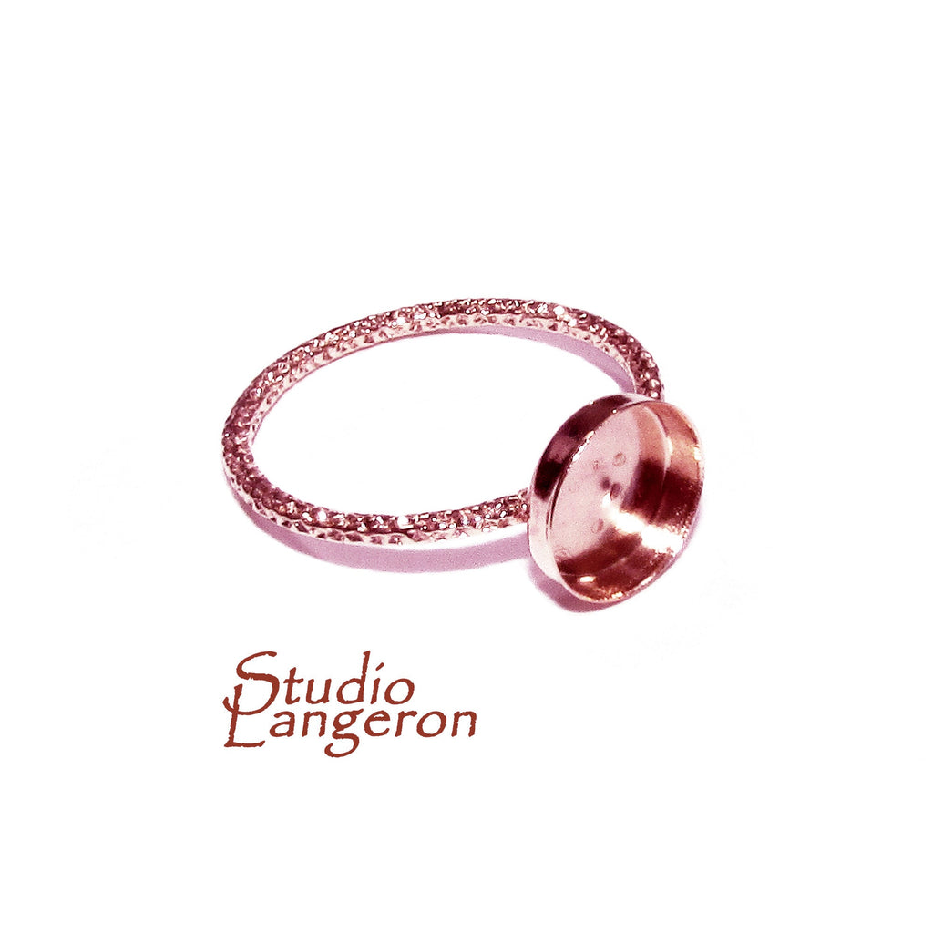 14K Rose gold filled blank ring with bezel cup 8 mm size 4, 5, 6, 7, 8, 9, Base ring, Gold filled ring, Bezel cup, Setting, Ring - 1 piece
