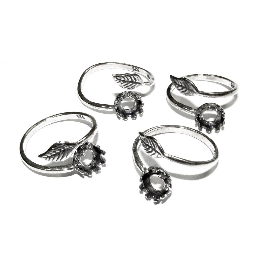 925 sterling silver open blank ring with bezel cup for cabochon 6 mm, silver ring, base ring, Jewelry making, setting, ring - 1 piece