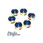 14K yellow gold filled decorative round beads with blue topaz size 6.2x3.8 mm, Jewelry making, Gold filled beads, Blue topaz - 1 piece