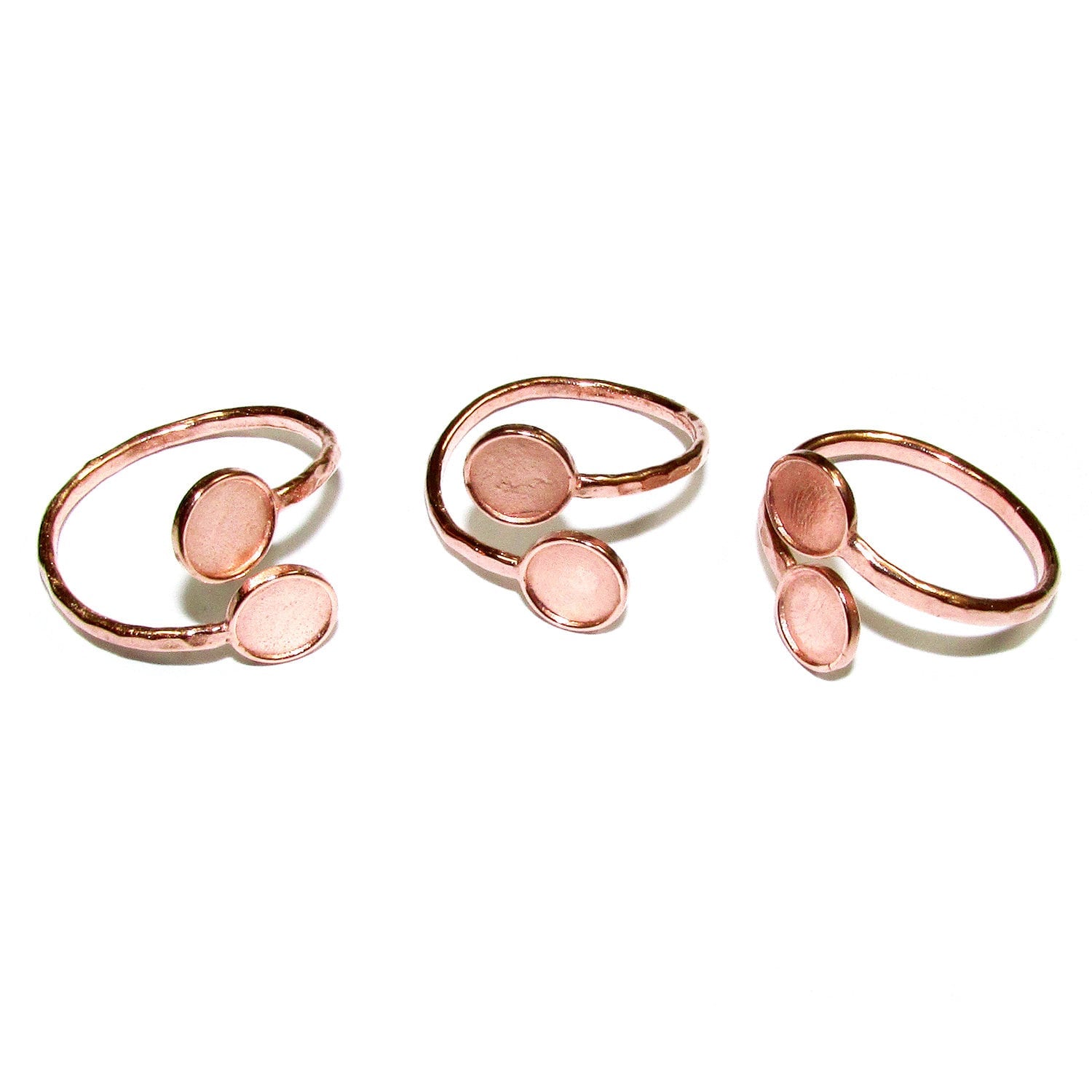 14K Rose gold filled open blank ring with bezel cups 6 mm for gluing, base ring, Gold filled, Jewelry making, 14K rose gold filled - 1 piece