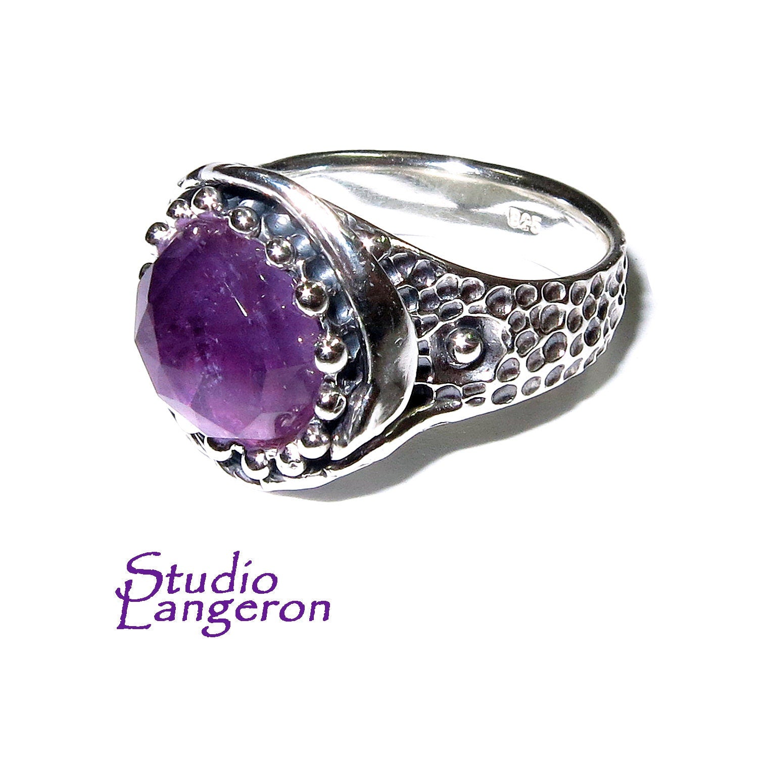 Amethyst ring 925 sterling silver, size 6 1/2, Handmade ring, single copy, Statement ring, Natural amethyst, silver ring, gemstone