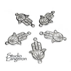925 Sterling silver small hamsa connector size 1.8x1.0 cm, Hamsa link component, Jewelry making, Link Connector, Jewelry connector - 1 piece