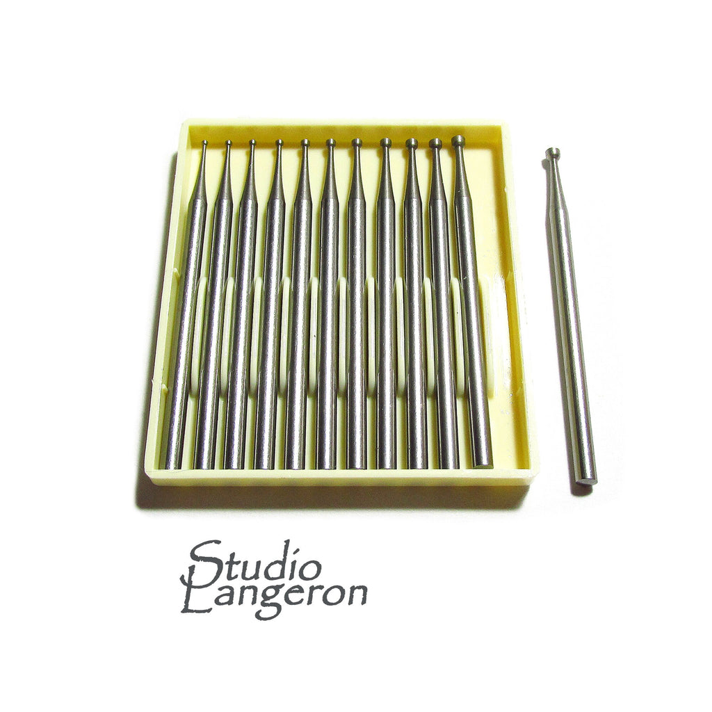 Set Busch Tungsten Vanadium Concave Cutter Bur Set, 0.8mm–1.9mm 2.35 mm shank,  Jewelry burs, Busch burs, Jewelry tools - 1 pack (12 pieces)