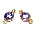 14K Gold Filled Checkerboard Lavender Round Link Connector size 12x7 mm, Lavender gold filled link, Link connector, Jewelry making - 1 piece