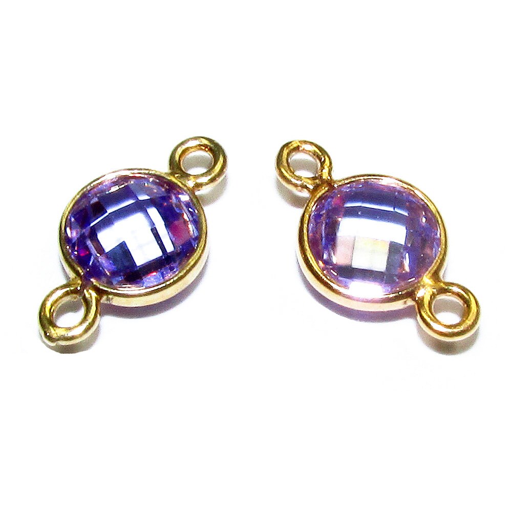 14K Gold Filled Checkerboard Lavender Round Link Connector size 12x7 mm, Lavender gold filled link, Link connector, Jewelry making - 1 piece